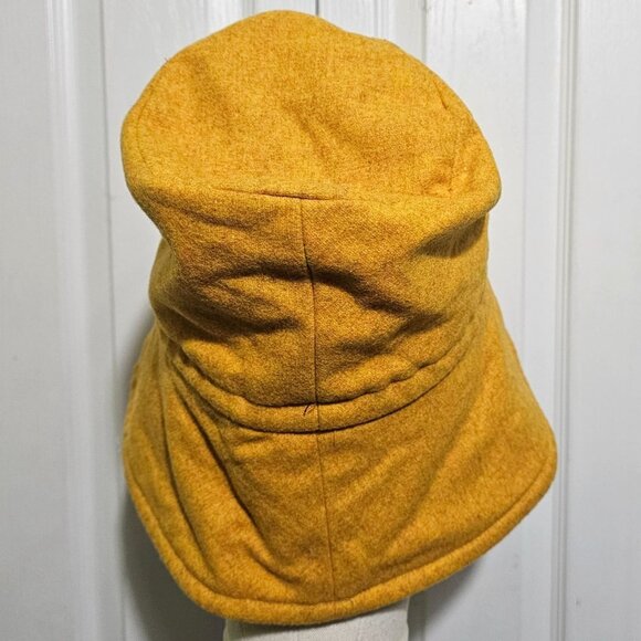 Plush Soft Cotton Yellow Gold Bucket Hat Flannel Fall Winter Wool Felt Retro 90s - Picture 3 of 5